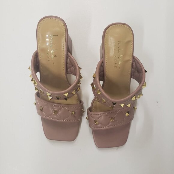 Nicole Miller Women’s Studded‎ Quilted Band Heel Sandal, Blush Pink Size 6 - Picture 2 of 6